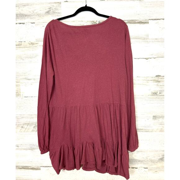 Anthropologie Women’s Large Rose Adriana Lace Tunic Top Ruffle Long Sleeve Boho - Picture 3 of 9